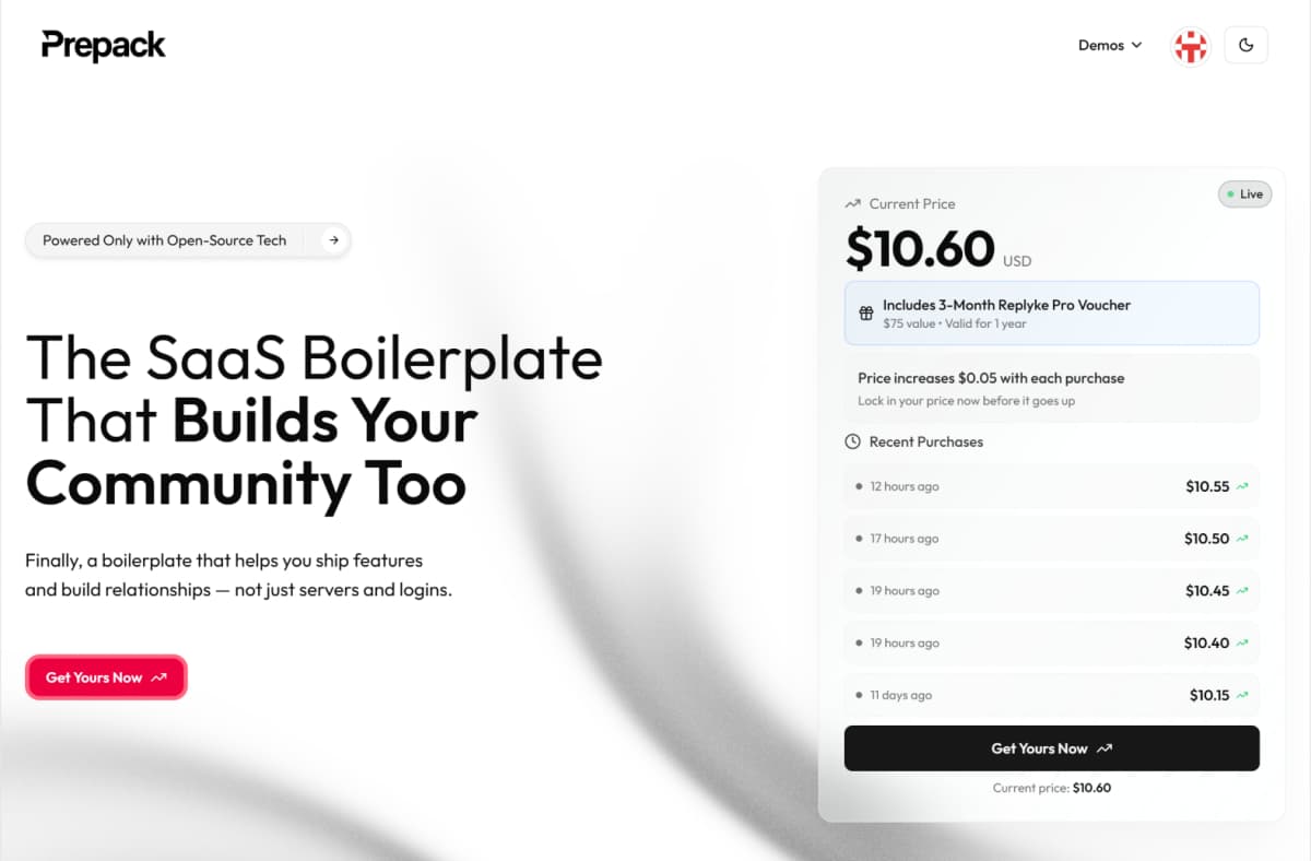 Landing Page screenshot